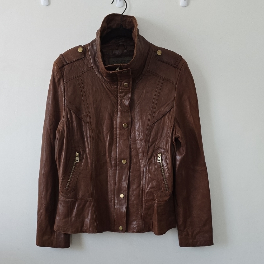 Marc New York Andrew Mark Brown Leather Jacket Women's Large